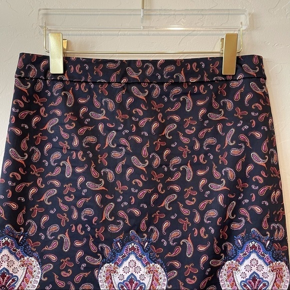 J. Crew The Pencil Skirt Paisley Print Straight Purple - Picture 2 of 6